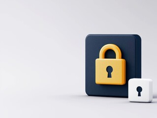 Leinwandbilder - A stylized depiction of two padlocks, one gold and one white, on contrasting colored backgrounds, symbolizing security and protection.