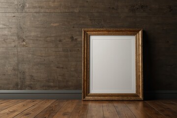 Wall Mural - Blank Frame on Wooden Floor Mockup