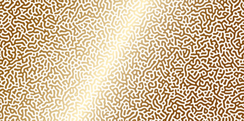 Wall Mural - Abstract Reaction-diffusion Turing pattern natural texture golden and brown gradient color scheme. Linear design with biological algorithm psychedelic background. Reaction-diffusion or truing patter