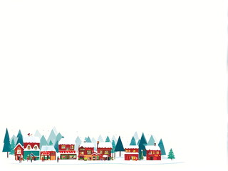 Wall Mural - Backdrop with winter town