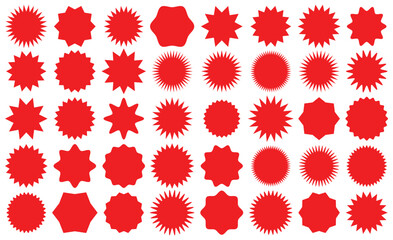 Leinwandbilder - Red starburst sticker and badge vector illustration.