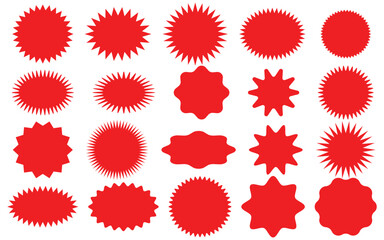 Leinwandbilder - Red starburst sticker and badge vector illustration.