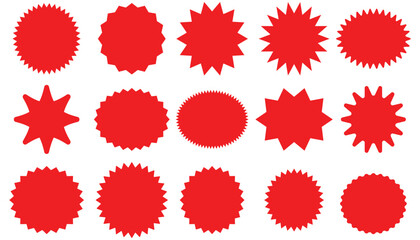 Leinwandbilder - Red starburst sticker and badge vector illustration.