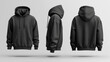 © Star - black boat neck hoodie jacket mockup on white background