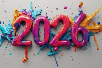 Poster - Paint Splatter Numbers 2026