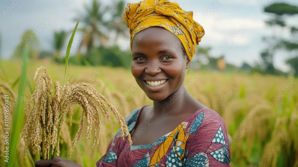 African People Rice African rice farmers harvesting crops in community-focused initiatives ...