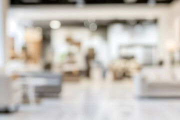 Wall Mural - blurred and out of focus background showcasing blurred furniture showroom for premium product displa