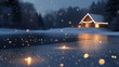 © Thitaya - serene winter landscape with cozy cabin illuminated by lights
