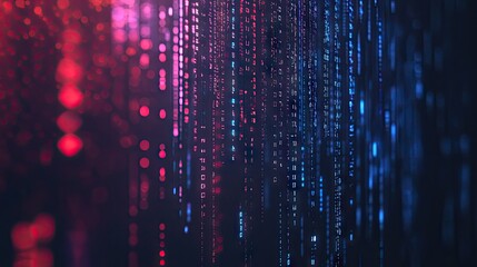 Wall Mural - abstract digital data streams in red and blue, creating a vibrant, futuristic backdrop.