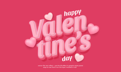 Wall Mural - valentine's day editable text effect 3d font style