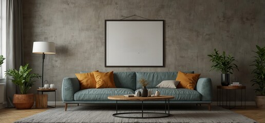 Wall Mural - living room. Wall mockup