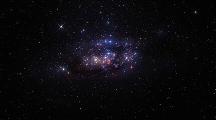 Wall Mural - A cluster of stars shining brightly against a backdrop of inky blackness, universe, stellar, dark matter, cosmos