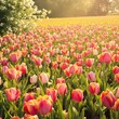 © Withun - A lush and vibrant field of tulips swaying in the wind, springtime, nature scenery, blooming wildflowers