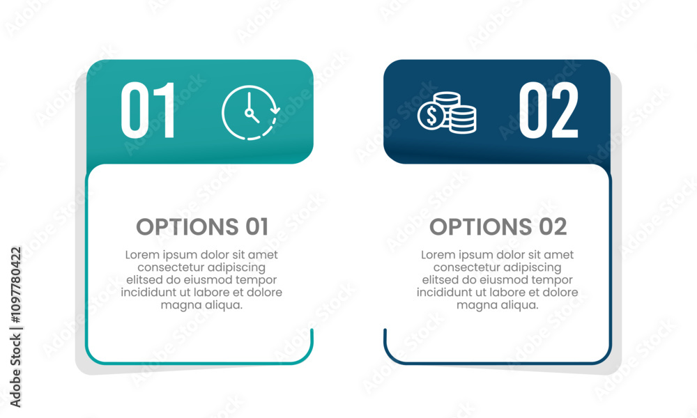 Infographic 2 options comparing money and time in business management ...