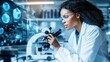 © Nathaphat - Determined Female Scientist Working in Laboratory with Microscope