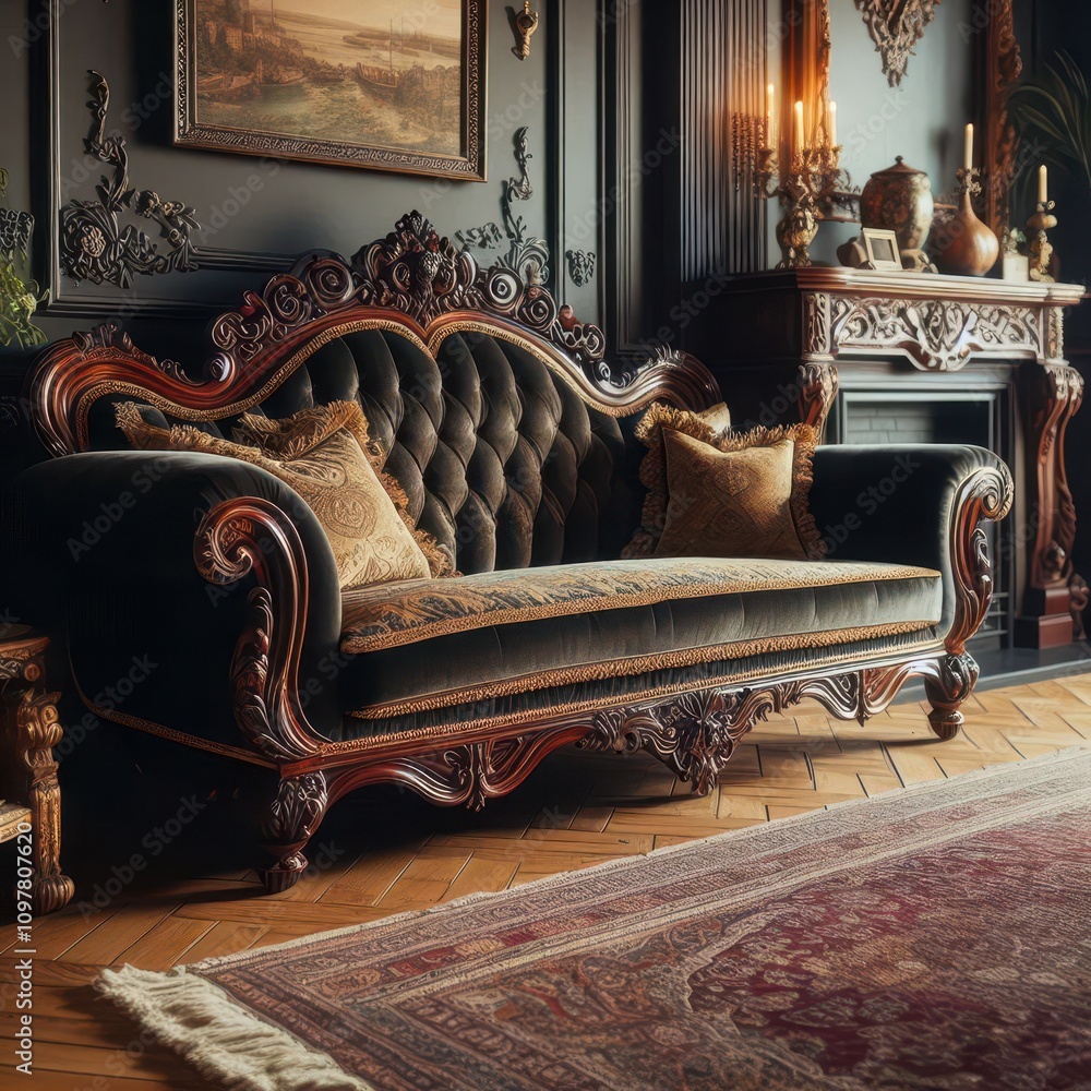 The Image Shows A Luxurious Vintage Style Living Room With Photo Inspiration