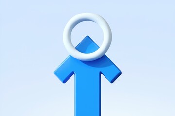 Aufkleber - Blue upward arrow with a white circle on top  symbolizing growth and progress