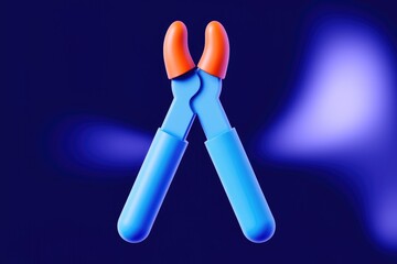 Leinwandbilder - 3D render of blue and orange pliers  isolated on a dark blue background