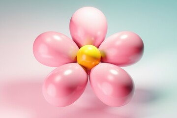 Aufkleber - Pink balloon flower with yellow center  a cute and cheerful 3D rendering