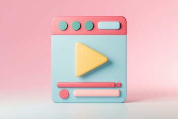 Leinwandbilder - A pastel colored 3D render of a media player with a play button