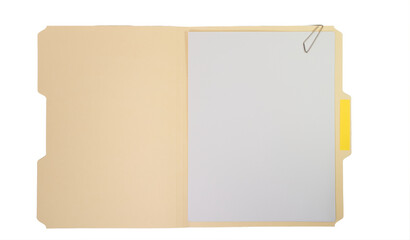 Wall Mural - open manilla file folder with blank pages and label