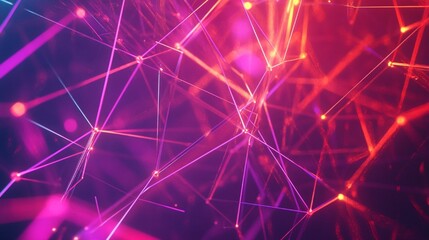 Abstract futuristic background with glowing fiber optic network lines connecting in a dynamic web pattern