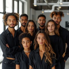 Poster - Group of being in an office all wearing black clothes.