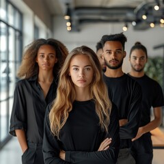 Poster - Group of being in an office all wearing black clothes.