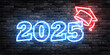 © comicsans - Vector neon sign of Class of 2025 Graduation isolated on wall background.