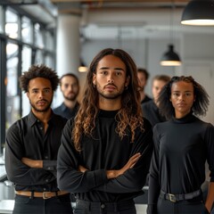 Poster - Group of being in an office all wearing black clothes.