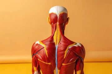 Wall Mural - detailed view of human back muscles showcasing anatomical structure. generative ai