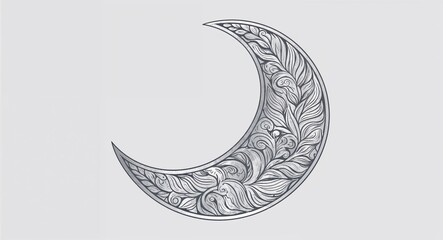 Silver Crescent pattern hand drawn design on Purple background illustration