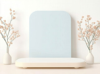 Wall Mural - minimal abstract background with blue and white geometric shapes