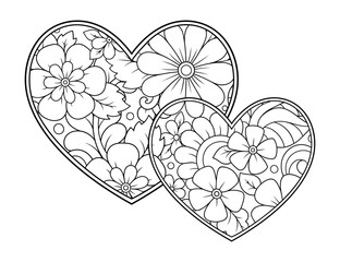 Wall Mural - mehndi flower pattern in form of heart for henna drawing and tattoo. decoration in ethnic oriental, 