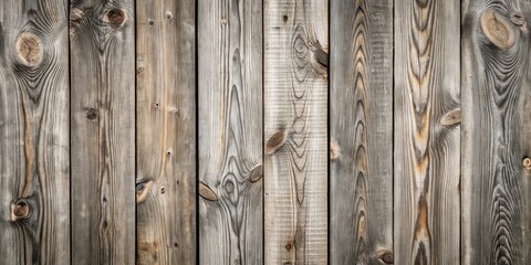 Poster - A weathered wooden wall featuring natural grain patterns and knots, ideal for rustic design inspiration.