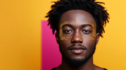 Wall Mural - confident portrait of a man in a bold magenta background showcasing individuality vibrant personalit