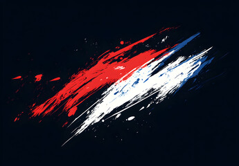 Wall Mural - Abstract red, white, and blue paint brush strokes on a dark background.