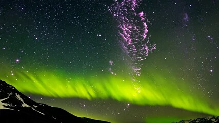 Canvas Print - celestial symphony: a breathtaking display of the aurora borealis, its vibrant green and pink hues d