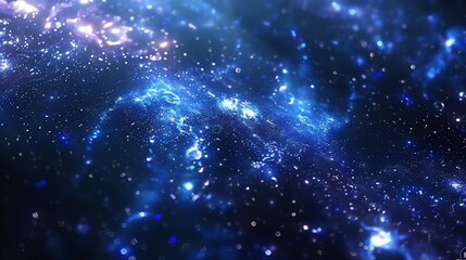 Canvas Print - a dark blue space background with bright glowing stars and nebulae.