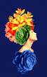 © Solarisys - Abstract contemporary art design or portrait of young woman with flowers on face hides her eyes