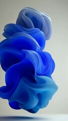 Wall Mural - fluid blue and white abstract shapes swirl elegantly in a minimalist space