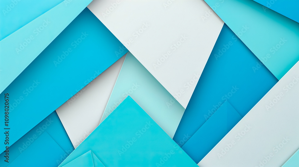 Abstract blue and white geometric background with overlapping shapes ...
