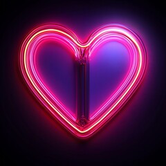 Wall Mural - Radiant Neon Heart Glowing Concept Against Dramatic Dark Background