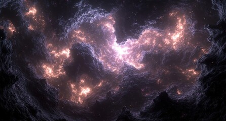 A breathtaking view of the night sky with a blue Milky Way and stars on a dark background, highlighting the universe's stars, nebulae, and galaxies, complete with noise and grain. The photo was taken