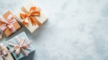 Aufkleber - Elegant handcrafted boxes are tied with pastel ribbons, showcasing thoughtful design, perfect for any special occasion. Generative AI