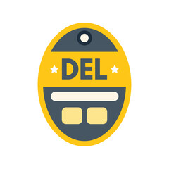 Wall Mural - yellow and blue delete key computer tag icon showing data erasure, removal, and deletion of files