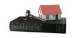 © Shawn Hempel - Wooden gavel, judges hammer or mallet with model house and law book on white background, building law, legal or court symbol or concept