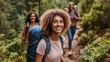 © Tahsin - Group of friends enjoying a hiking adventure in a lush forest during daytime