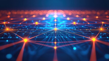Abstract futuristic network depicted in the background illustration.