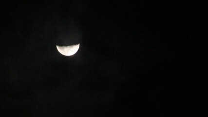 Wall Mural - Moon and clouds at night, dark sky background